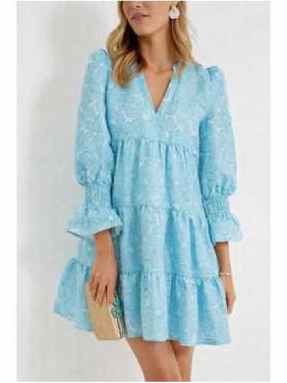 Tuckernuck Light Blue Tiered Mini Dress